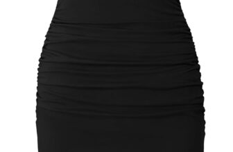 Missufe Women’s Short Sleeve Ruched Casual Sundress Midi Bodycon T Shirt Dress