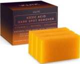 VALITIC Kojic Acid Dark Spot Remover Soap Bars with Vitamin C, Retinol, Collagen, Turmeric – Original Japanese Complex Infused with Hyaluronic Acid, Vitamin E, Shea Butter, Castile Olive Oil (3 Pack)