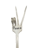 PEACE Sign fork, Plant Marker for Pots Container Garden, recycled Silver Plate, Hand stamped, Best Selling Item