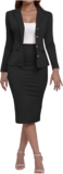 Women’s Business Suit 2 Piece Long Sleeve Plus Size Skirt Suit Set Lady Blazer Office Work Slim Fit Jacket Outfit