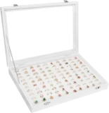 Ring Organizer Tray 100 Slot Velvet Ring Earring Storage Box TranSparent Cover Jewelry Store Ring Display Box Jewelry Display Cabinet for Girl Wife Mother