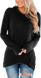 Fallorchid Womens Cowl Neck Tunic Tops Long Sleeve Pullovers Casual Drawstring Sweatshirts