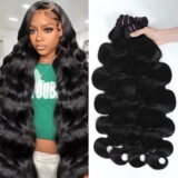 15A Raw Human Hair Bundles Body Wave Human Hair,Triple Lifespan Indian Virgin Hair,No Tangle Shedding,Multiple Washes Keep Texture Silky Soft (4 Bundles Natural Color, 14 16 18 20 Inch)