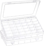 2 Pack 36 Grids Clear Plastic Organizer Box with Adjustable Dividers, Small Craft Organizers and Storage, Compartment Container for Bead, Nail, Jewelry, Art, DIY Crafts, Fishing Tackle, Small Items