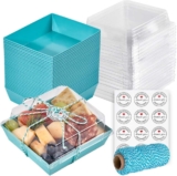 50 Pack Small Charcuterie Boxes with Clear Lids – To Go Paper Mini Charcuterie Box, Disposable Food Containers, 5Inch Dessert Boxes – Sandwich, Cookie, Sushi, Cake Slice, Strawberries (Blue)