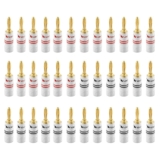 Nakamichi Excel Series 24k Gold Plated Banana Plug 12-18 AWG Gauge Size 4mm for Speakers Amplifier Hi-Fi Receiver Stereo Home Theatre Audio Wire Cable Connector Set Screw Type 36 Pcs (18-Pairs)