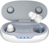 OTC Hearing Aids for Seniors – Hearing Aids with Digital Chips, Supermini Rechargeable Hearing Amplifiers Invisible with 16-Channel Sound Processing 3 Volume and 80H Wireless Charging Case (White)