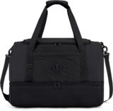 WANDF Travel Duffel Bag with Wet Pocket & Shoe Compartment, 18x14x8 Personal Item Bag with USB Charging Port, Water-Resistant Gym Weekender Overnight Carry-on for Women Men (Black)