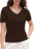 DAIMIDY Women’s Short Sleeve V Neck Sweaters Casual Summer Sweater Lightweight Knit Pullover Tops