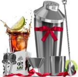 Bar Set Cocktail Shaker Set Bartender Kit, 8 Piece Silver Cocktail Set, Mixology Bartender Kit, Steel Drink Shakers Cocktail Kit, Bar Accessories: 24oz Martini Shaker, Muddler, Cocktail Book and More