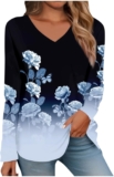 Long Sleeve Shirts for Women Plus Size V Neck Boho Dressy Tunic Top Sweatshirts Pullover Going Out Fashion Blouses Top