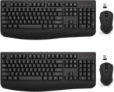 Wireless Keyboard and Mouse Combo, EDJO 2.4G Full-Sized Ergonomic Computer Keyboard with Wrist Rest and 3 Level DPI Adjustable Wireless Mouse for Windows, Mac OS Desktop/Laptop/PC(2 Pack)