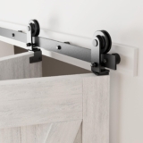 30″ Bi-Folding Sliding Barn Door Hardware Kit for 2 Doors,Slide Smoothly Quietly,Black Track Top Mount Roller,No Door