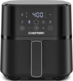 Chefman Air Fryer – 4 QT Compact Airfryer for Quick & Easy Meals in Minutes, Features Hi-Fry Technology for Extra Crisp, Touchscreen Controls with 4 Presets, Nonstick & Dishwasher Safe Basket – Black