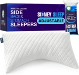 Sidney Sleep Pillow for Side and Back Sleepers – Comfort for Neck and Shoulder Pain – Adjustable Contour Fill – Queen Size – Extra Fill Included (White)