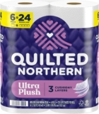 Quilted Northern Ultra Plush Toilet Paper, 6 Mega Rolls = 24 Regular Rolls, 3X Thicker*, 3 Ply Soft Toilet Tissue