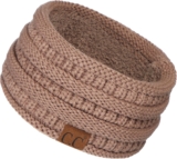 C.C Winter Fuzzy Fleece Lined Thick Knitted Diagonal Stripes Criss-Cross Pattern Headband Headwrap (HW-2060)