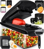 Fullstar Vegetable Chopper – Food Chopper – Onion Chopper – Vegetable Slicer & Spiralizer – Veggie Chopper with Container – Kitchen Gadgets – Home Essentials – Kitchen Accessories (9 in 1, Black)