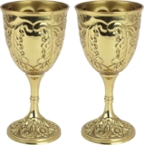 Design Toscano The King’s Royal Chalice Cup, 6 Inch, Set of Two, Embossed Brass,