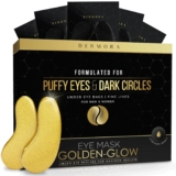 DERMORA Golden Glow Under Eye Patches (15 Pairs Eye Gels) – Rejuvenating Treatment for Dark Circles, Puffy Eyes, Refreshing, Revitalizing, Travel, Wrinkles
