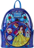 Loungefly Disney Princess Stained Glass Collection: Belle Mini-Backpack with Ear Attachment, Amazon Exclusive