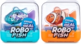 Robo Alive Robo Fish Series 2 (Teal + Orange 2 Pack) by ZURU Robotic Swimming Fish Water Activated, Changes Color, Comes with Batteries, Amazon Exclusive – Teal + Orange (2 Pack), 7165E
