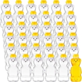 Thenshop 36 Pcs Honey Bear Bottle,Plastic Honey Squeeze Bottle,Honeybear Squeeze Jars,Cute Empty Container with Yellow Flip Lid for Syrup Sauce,Juice Storing and Dispensing, Transparent(500 Ml/ 17 oz)