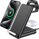 Wireless Charging Station,3 in 1 Charging Stand Made for Apple Watch Ultra 10 9 8 7 6 SE 5 4 3,Fast Wireless Charger Made for iPhone 16/15/14/13/12/11/X,for AirPods Pro(with Adapter)