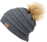 C.C Hatsandscarf Exclusives Unisex Solid Ribbed Beanie with Pom (HAT-43)