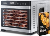 COSORI Food Dehydrator, Bigger Than 7 Trays With Large 6.5″ Drying Space, 600W Power Saves More Time Than 480W, 165°F Dehydrated Dryer for Jerky, Dog Treats, Herbs, Meat, Fruit, and Yogurt, Silver